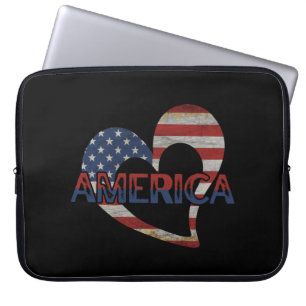 AMERICAN FLAG 4TH OF JULY LOVE AMERICA FATHERS D LAPTOP SLEEVE