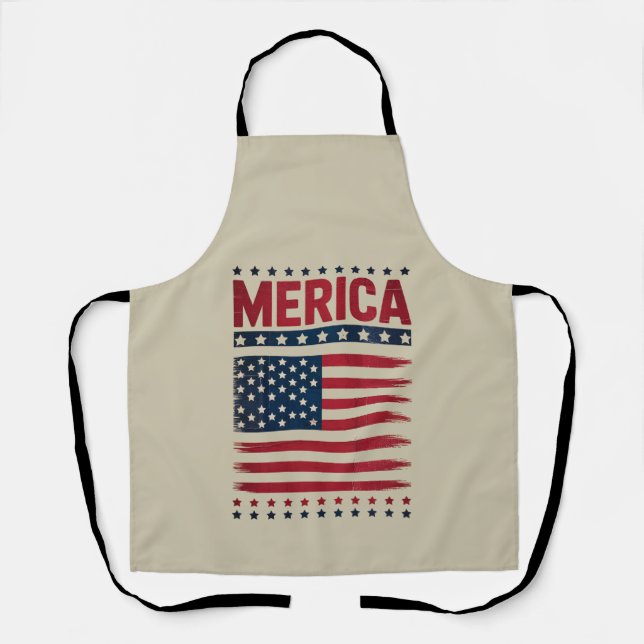 American Flag 4th of July Merica Apron (Front)