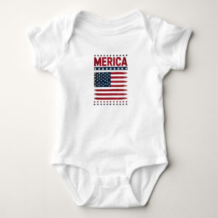 American Flag 4th of July Merica Baby Bodysuit