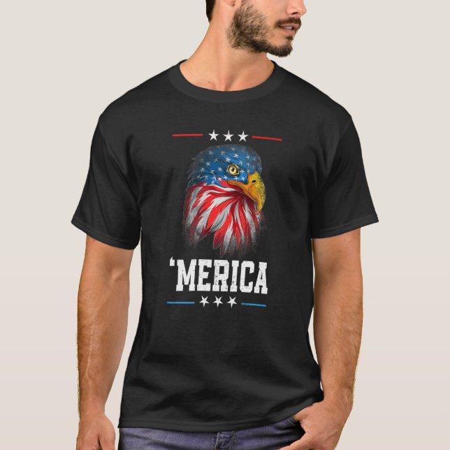 American Flag 4th Of July 'merica Bald Eagle Usa M T-Shirt (Front)