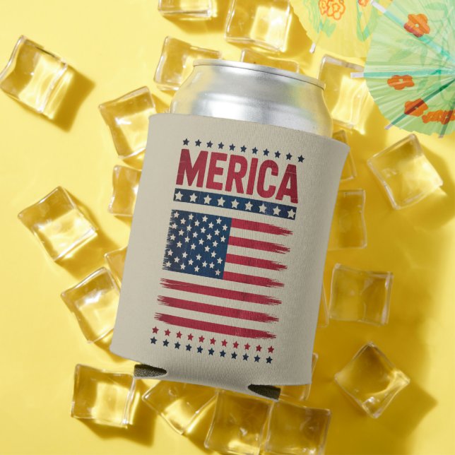 American Flag 4th of July Merica Can Cooler (In Situ Summer)