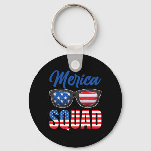 American Flag 4th Of July Merica Squad Key Ring