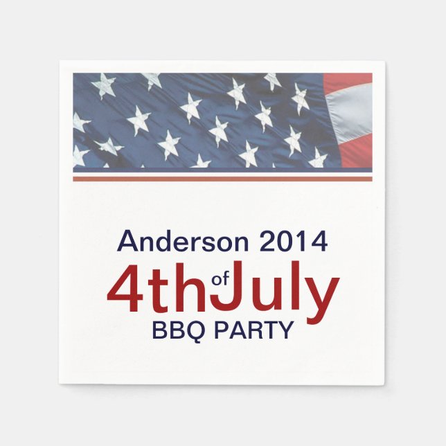 American Flag 4th of July Paper Napkin Set (Front)