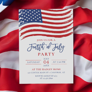 American Flag 4th of July Party Invitation
