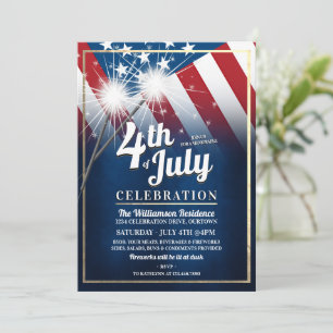 American Flag 4th of July Party Invitations