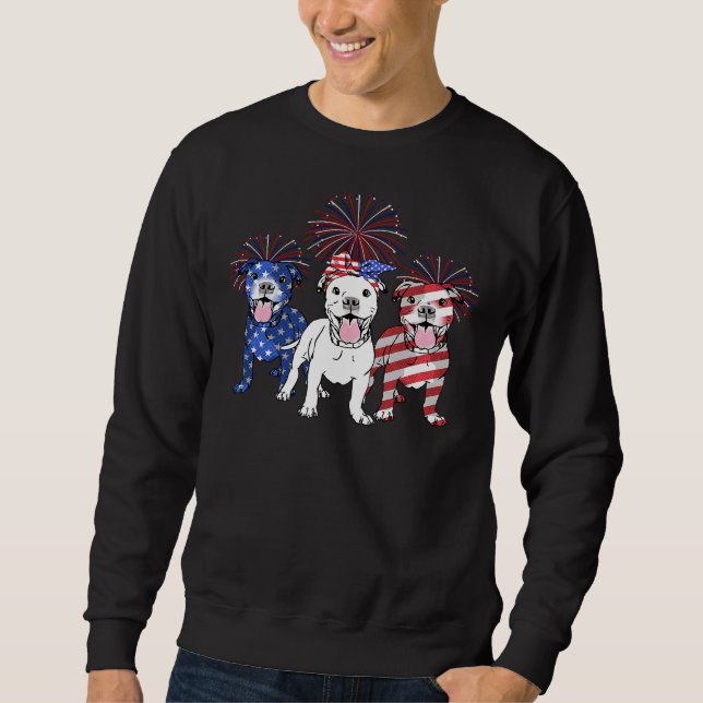 American Flag 4th Of July Pitbull Dog Sweatshirt (Front)