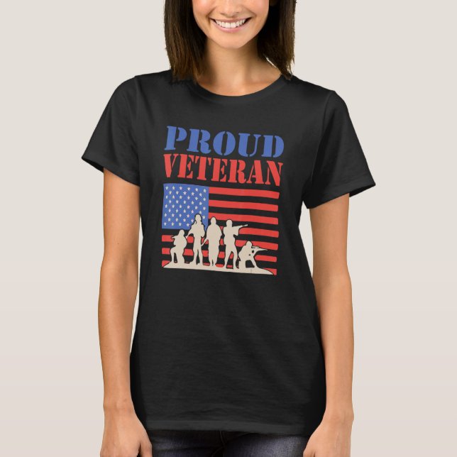 American Flag 4th Of July Proud Veteran Veteran's  T-Shirt (Front)
