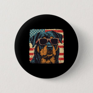 American Flag 4th Of July Rottweiler Dog Art 6 Cm Round Badge