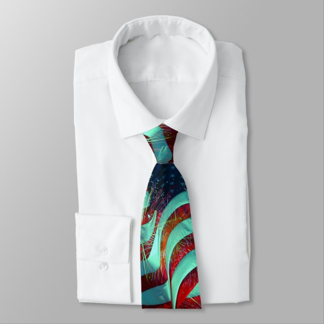 American Flag - 4th of July Tie (Tied)