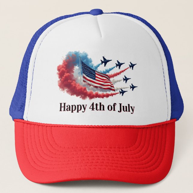 American Flag, 4th of July Trucker Hat (Front)