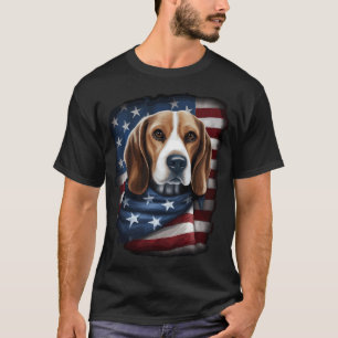 American Flag 4Th Of July Usa Patriotic Beagle Dog T-Shirt