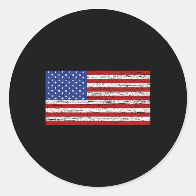 American Flag 4th Of July USA Patriotic  Classic Round Sticker (Front)