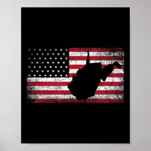 American Flag 4th Of July West Virginia Wv Vintage Poster