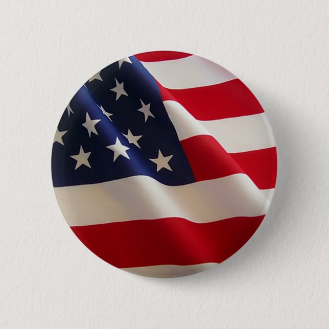 American Flag 6 Cm Round Badge (Front)