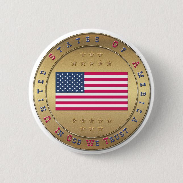 American Flag 6 Cm Round Badge (Front)