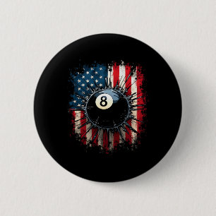 American Flag 8 Ball Billiards Patriotic 6 Cm Round Badge