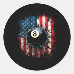 American Flag 8 Ball Billiards Patriotic Classic Round Sticker