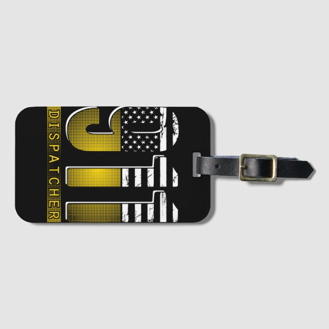 American Flag 911 Dispatcher Gold USA Luggage Tag (Front Horizontal)