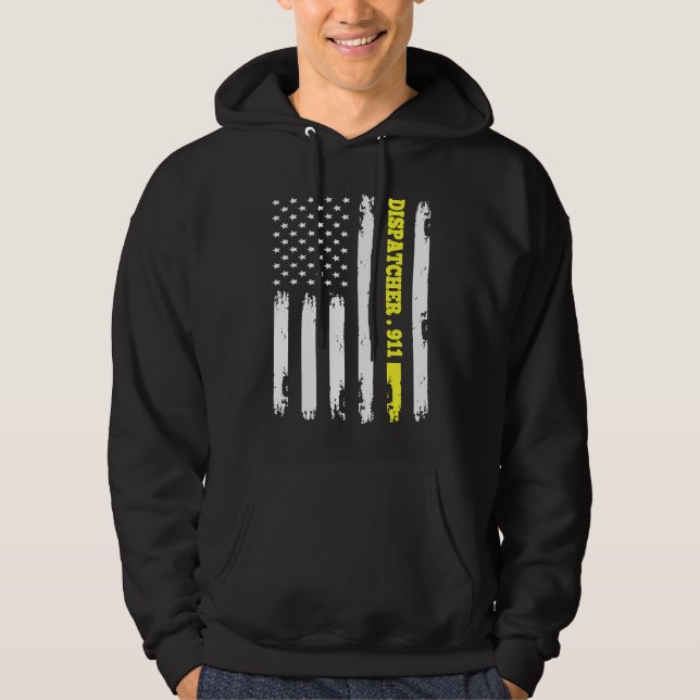 American Flag 911 Dispatcher T gold line USA Flag Hoodie (Front)