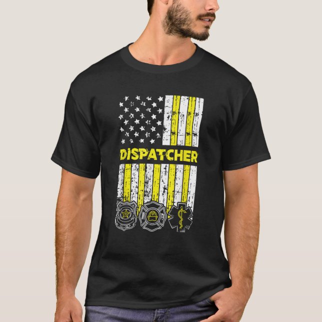 American Flag 911 Operator Dispatch er Police Fire T-Shirt (Front)