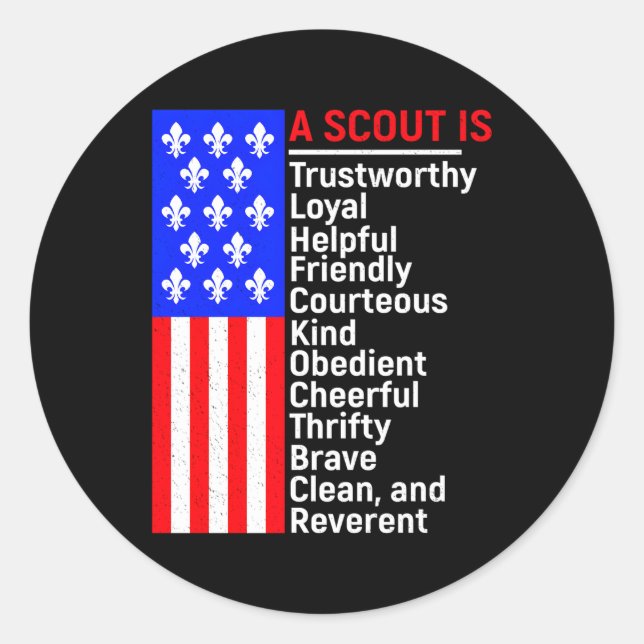 American Flag A Scout Is Trustworthy Friendly Cour Classic Round Sticker (Front)