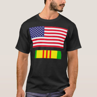 AMERICAN FLAG ABOVE VIETNAM SERVICE RIBBON  T-Shirt