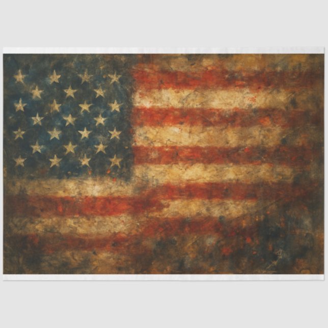 American Flag Abstract Flag Decoupage Paper  (Front)