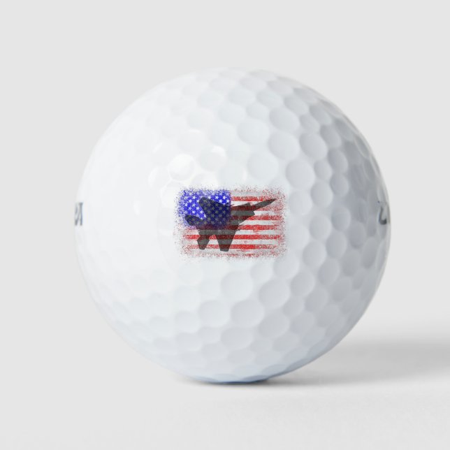 American Flag Aeroplane  Patriotic Air Force War P Golf Balls (Front)