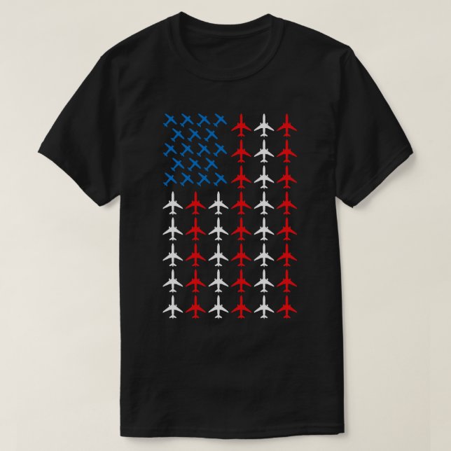 American Flag Aeroplanes T-Shirt (Design Front)