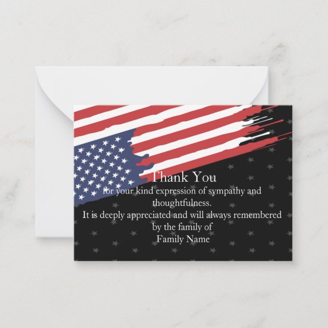 American Flag After Funeral Thank You Card (Front)