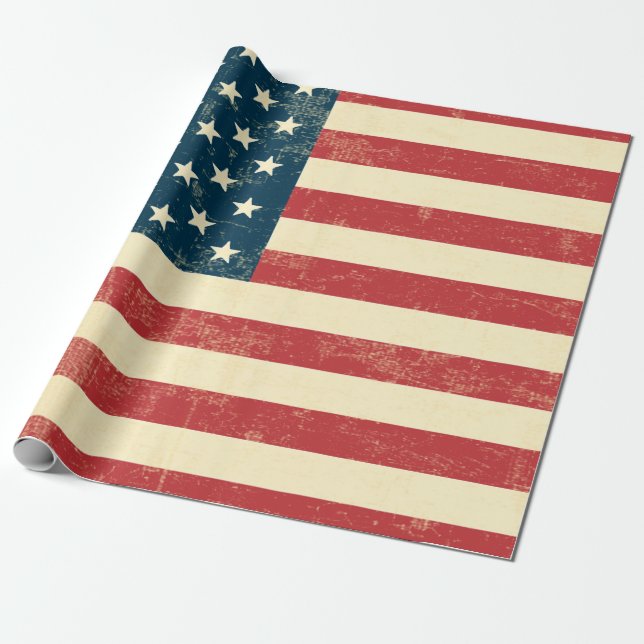American Flag Aged faded Wrapping Paper (Unrolled)
