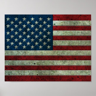 American Flag Aged Steel Effect Poster
