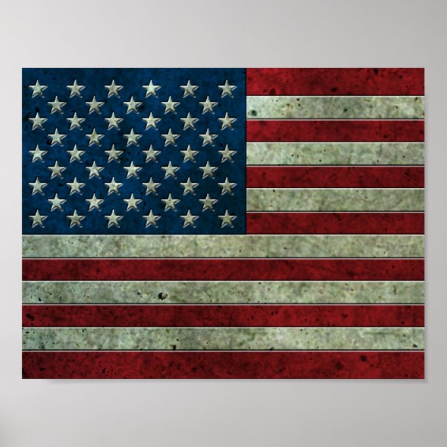 American Flag Aged Steel Effect Poster (Front)