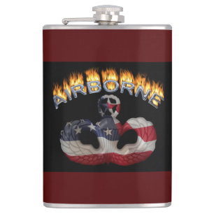 American Flag Airborne Wings Hip Flask