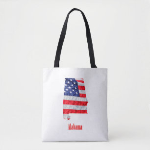 American Flag Alabama United States Tote Bag