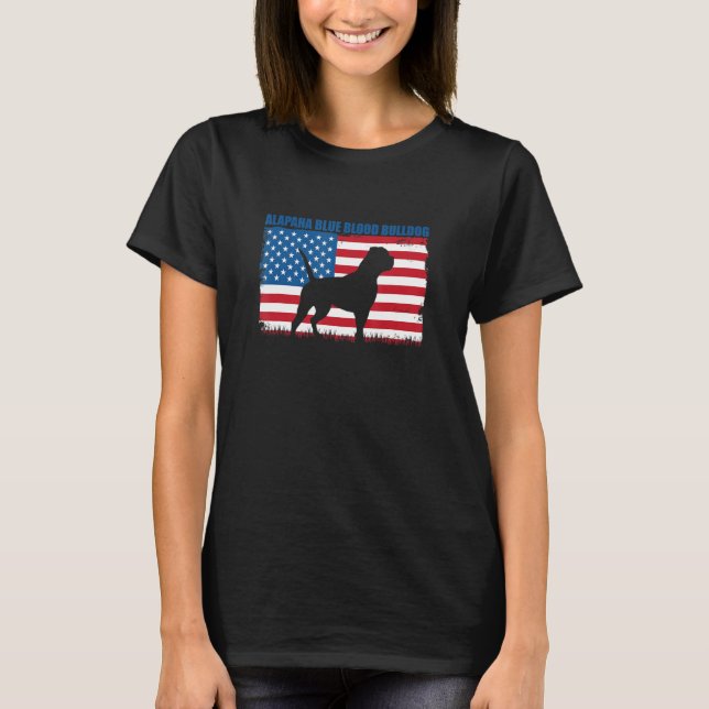 American Flag Alapaha Blue Blood Bulldog T-Shirt (Front)
