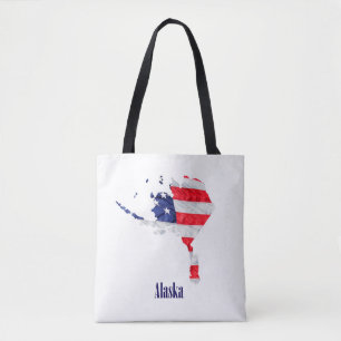 American Flag Alaska United States Tote Bag