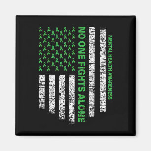 American Flag Alone Mental Health Awareness Nobody Magnet