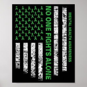 American Flag Alone Mental Health Awareness Nobody Poster