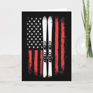 American Flag Alpine Skiing Skier _1 Card