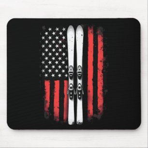 American Flag Alpine Skiing Skier _1 Mouse Pad