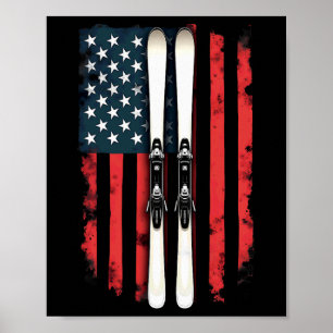 American Flag Alpine Skiing Skier 1  Poster