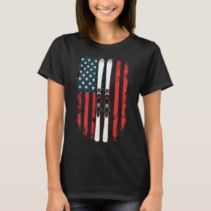 American Flag Alpine Skiing Skier 1 T-Shirt