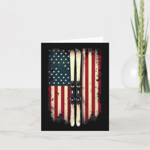 American Flag Alpine Skiing Skier 2 Card