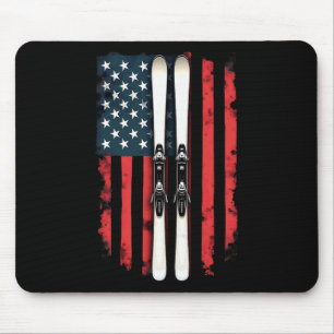 American Flag Alpine Skiing Skier _2 Mouse Pad