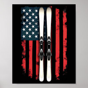 American Flag Alpine Skiing Skier _2 Poster