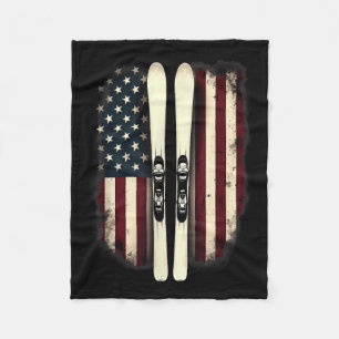 American Flag Alpine Skiing Skier _4 Fleece Blanket