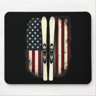 American Flag Alpine Skiing Skier _4 Mouse Pad