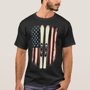 American Flag Alpine Skiing Skier _4 T-Shirt
