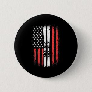 American Flag Alpine Skiing Skier _5  6 Cm Round Badge